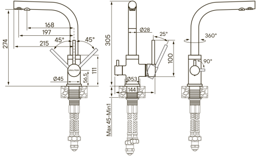 Смеситель для кухни Paulmark ESSEN Es213011-302 на мойку бежевый - фото 2